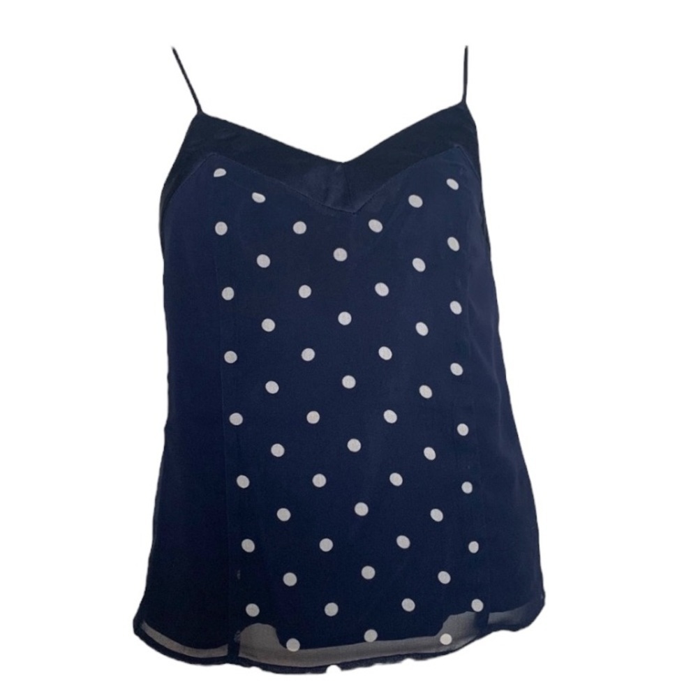 NWT‎ Banana Republic Women's Top Camisole Navy Blue Polka Dots Size 4P